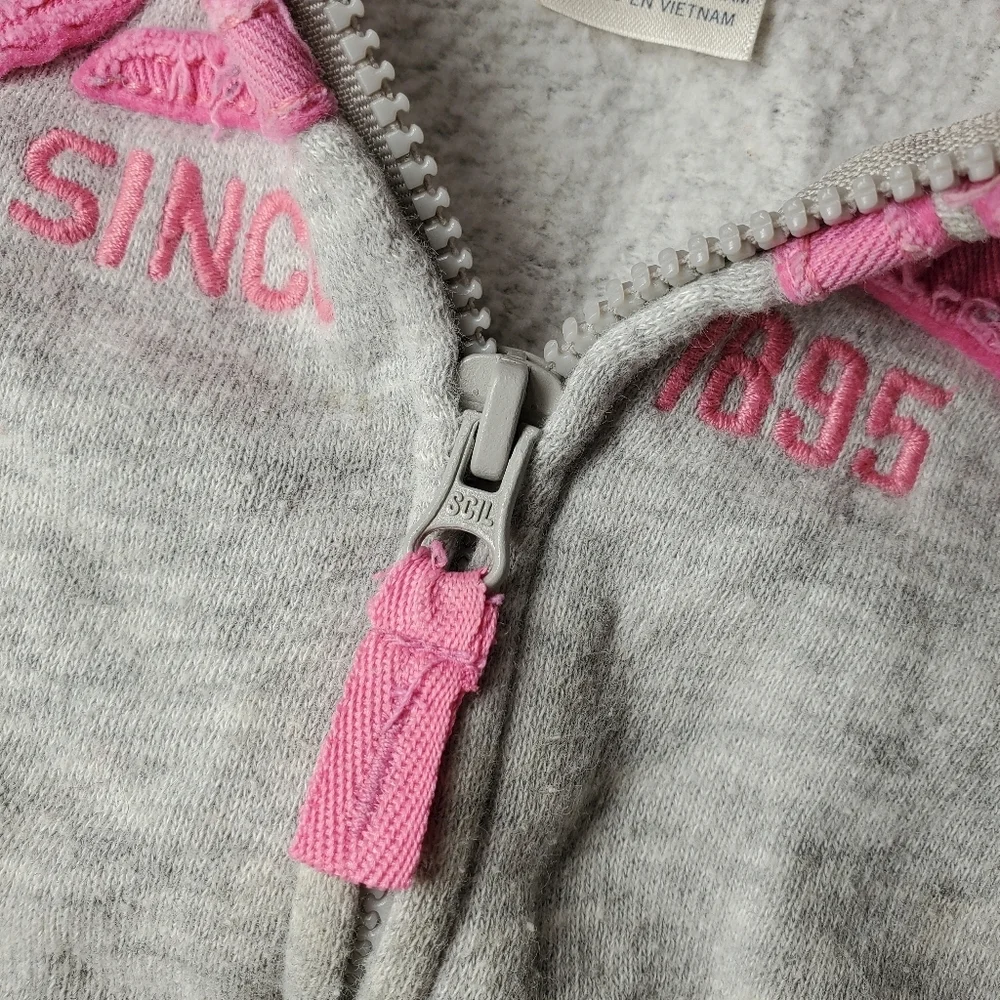 OshKosh B'gosh Gray & Pink Fleece-Lined Zip-Up Jacket Toddler Girl Size 24m